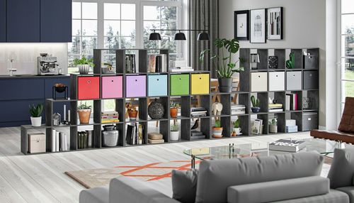 Regał Otwarty Kwadrat Dwustronny Do Salonu Biura Platon 70 x 70 CM Antracyt na Arena.pl