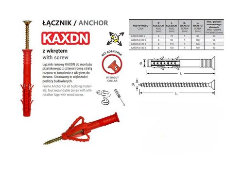 kołek ramowy wszechstronny kaxdn 8*80mm nylon - kxms 8*80 na Arena.pl