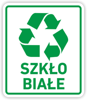 SZKŁO BIAŁE - Naklejka na kosz segregacja śmieci odpadów 15 cm