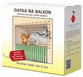 ZESTAW SIATKA NA BALKON DLA KOTA PTAKI GOŁĘBIE 4X3m, OKO 50mm BEZ WIERCENIA