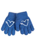 Rękawiczki dziewczęce wełniane ocieplane turkusowe serce 14 YOCLUB