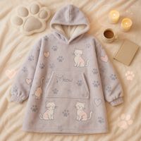 KOC BLUZA Oversize Gruba KOCOBLUZA 2w1 XXL Wzór KOTY Futrzak Bluzo Koc