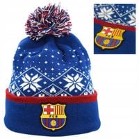 Czapka Zimowa FC Barcelona Dla Dorosłych Pompon Herb Śnieżynka Świąteczna