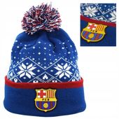 Czapka Zimowa FC Barcelona Dla Dorosłych Pompon Herb Śnieżynka Świąteczna