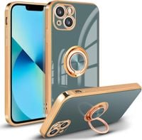Etui iPhone 13 szare silikon z ringiem magnes błyszczące 360°
