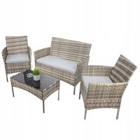 ZESTAW MEBLI OGRODOWYCH WYPOCZYNKOWY TECHNORATTAN SOFA FOTELE STOLIK KAWOWY