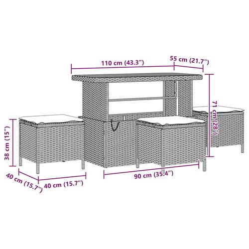 Zestaw Sof na Ogród z poduszką 9 pcs Szary 110 x 55 x 71 cm na Arena.pl
