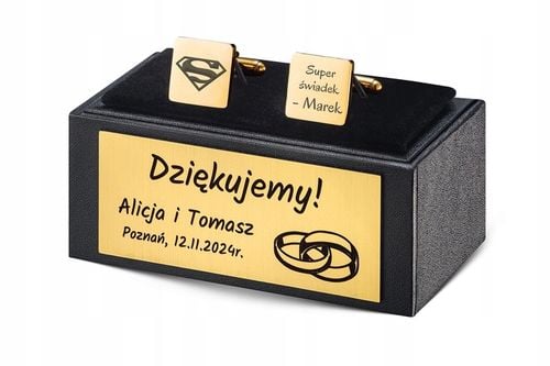 Spinki do mankietów Złote Stalowe z GRAWEREM Prezent dla Taty Męża na Arena.pl