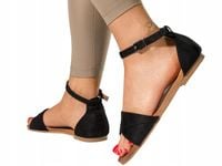 SANDAŁY DAMSKIE NA PŁASKIM OBCASIE LEKKIE KOMFORTOWE OBUWIE LETNIE r 38