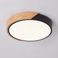 LAMPA SUFITOWA PLAFON LED OKRAGŁY CZARNY DREWNO NATYNKOWY Z PILOTEM 24W