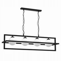 Lampa Wisząca DIEGO Czarny Szklane Klosze 4xE14 100x90cm Lampa Sufitowa Dom