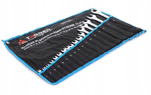 ZESTAW KLUCZY PŁASKO OCZKOWYCH 17 ELEMENTÓW MOCNE KUTE HARTOWANE na Arena.pl