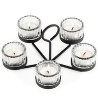 Świecznik Metalowy Czarny Stojak na Świeczki Tealight Stół Dekoracyjny