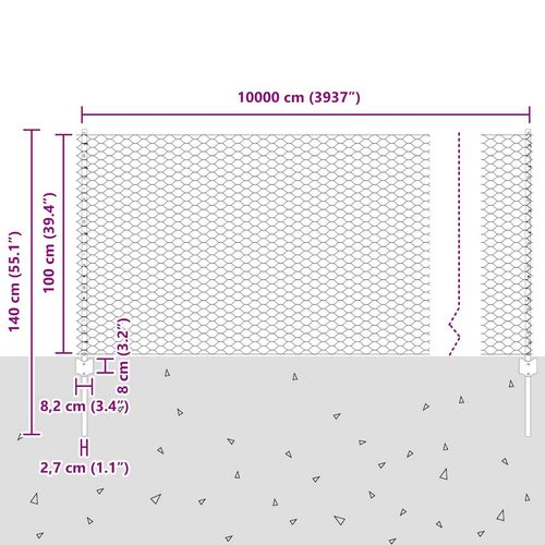 Ogrodzenie z słupkami Srebrny 1 x 100 m Stal na Arena.pl