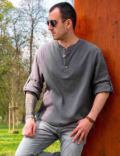 Szara koszula w stylu boho na Arena.pl