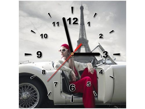 30X30CM ZEGAR PARKING WIEŻY EIFFLA OBRAZ DREWNO na Arena.pl