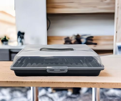 Pojemnik na ciasto 45cm wypieki pudełko box do przenoszenia uchwyt pokrywa na Arena.pl