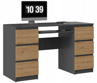 Nowoczesne Biurko Do Pokoju Artisan + Antracyt 130cm KUBAT TS - 3 Kolory