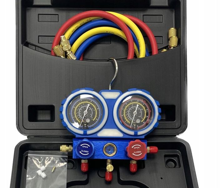 Zestaw manometrów R32 R410 R134a walizka przewody zdjęcie 1