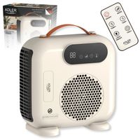 Termowentylator Adler AD 7756 LED z Pilotem 2000W Timer, Cichy, Beżowy