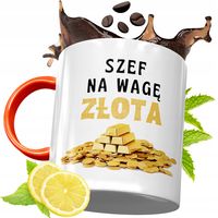 Kubek Pomarańczowy Dla Szefa Prezent Z Nadrukiem Ze Zdjęciem