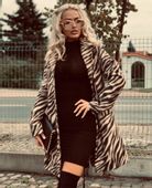 ELEGANCKI PŁASZCZ DAMSKI Z OZDOBNYMI GUZIKAMI coco ZEBRA BEŻ XS/S