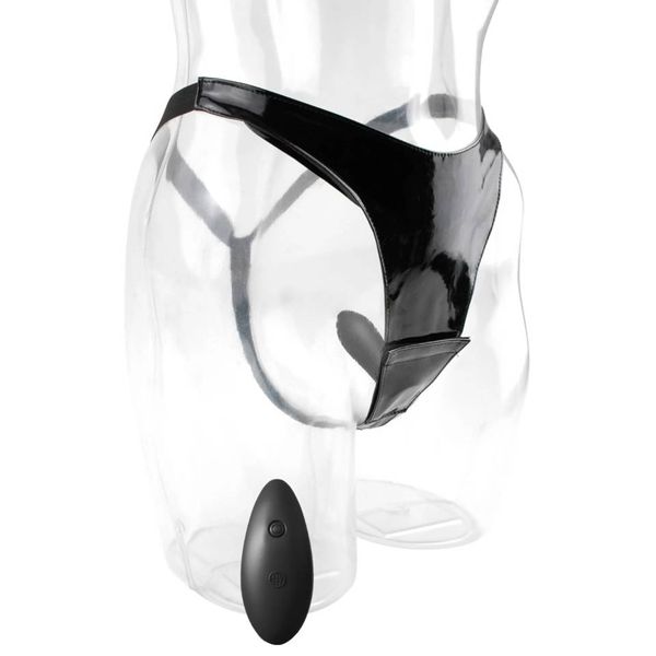 Winylowe Stringi Z Wibracją - Fetish Fantasy Series 10-Function Remote Fantasy Panty zdjęcie 7