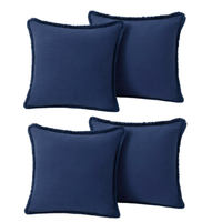 Poszewki na poduszki boho z frędzlami bawełniane granatowe 50x50 cm 4szt