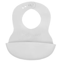 BABYONO Miękki śliniak z regulowanym zapięciem i kieszonką szary