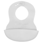 BABYONO Miękki śliniak z regulowanym zapięciem i kieszonką szary