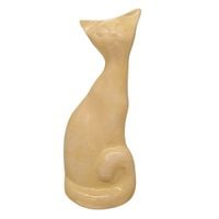 Kot Ceramiczny Ręcznie Robiony Beżowy Figurka 23 cm Dekoracja