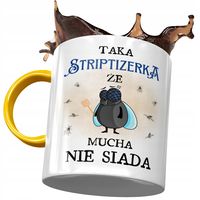 Kubek Żółty Dla Striptizerki Mucha Nie Siada Z Nadrukiem Ze Zdjęciem