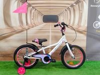 Dziecięcy rowerek dla dziewczynki 16" rama 8,5"+BOCZNE KOŁA, DZWONEK, FLAGA
