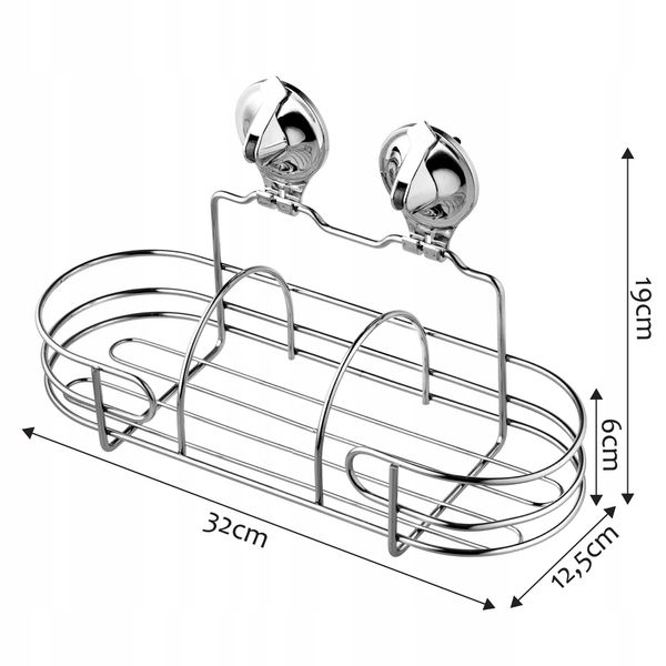 PÓŁKA ŁAZIENKOWA ŚCIENNA PRZYSSAWKI ORGANIZER STAL zdjęcie 6