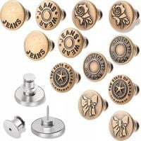 GUZIKI JEANSOWE BEZ SZYCIA ZESTAW 12 SZTUK 17MM REGULOWANE METALOWE