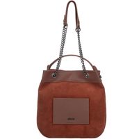 VEZZE torebka zamszowa damska worek z łańcuszkiem V500 brązowa