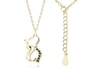 POZŁACANY SREBRNY NASZYJNIK KOTEK KOT CYRKONIE