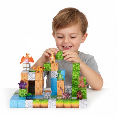 KLOCKI MAGNETYCZNE 114 ELEMENTÓW DINOZAURY DLA DZIECI 3+ LATA na Arena.pl