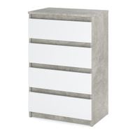 Nowoczesna Komoda 4 Szuflady Beton Biały Mat Hugo 60cm Pojemna Szafka Rtv