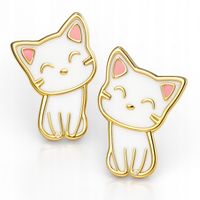 Srebrne kolczyki dla dziewczynki dzieci kotki wkrętki srebro pozłacane