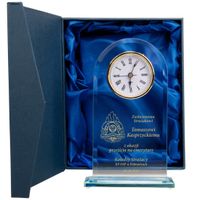 Szklany zegar w niebieskim etui - 0031D (STRAŻ)