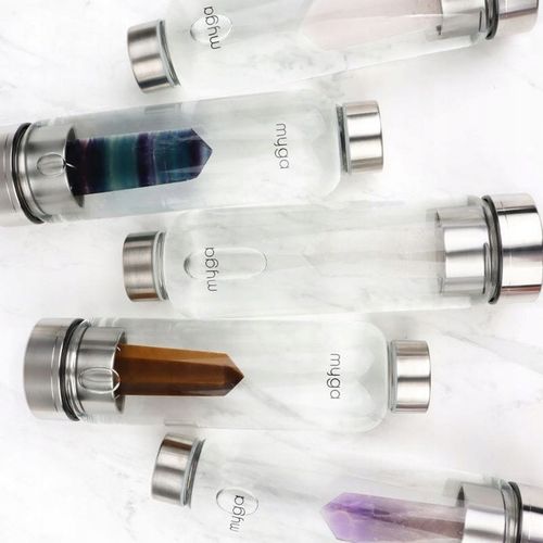 Szklana butelka na wodę myga z różowym kwarcem 500ml na Arena.pl