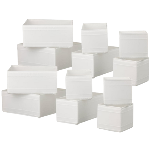 Komplet pojemników organizerów do szuflady szafy 12 szt IKEA SKUBB białe na Arena.pl