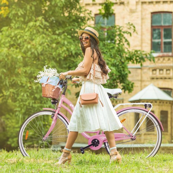 Rower Miejski MalTrack Citybike Dreamer 1-speed Pink 28" + Koszyk Niebieski zdjęcie 5