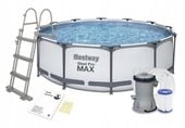 Basen stelażowy 366 x 100 Steel Pro Max zestaw drabinka pompa Bestway 56418