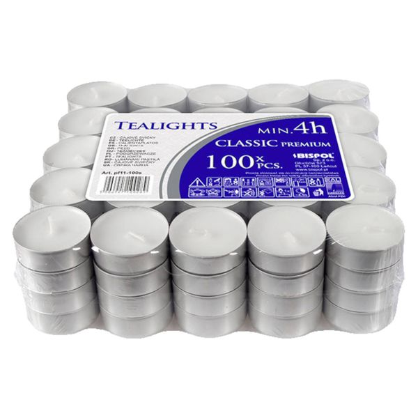 Podgrzewacze Bispol Classic Tealights min. 4h 100 sztuk zdjęcie 1