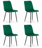 Krzesło tapicerowane LAVA zielone aksamitne 4 szt. na czarnych nogach