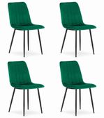 Krzesło tapicerowane LAVA zielone aksamitne 4 szt. na czarnych nogach
