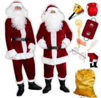 WELUROWY STRÓJ MIKOŁAJA BURGUND OD L -3XL PEŁNY ZESTAW POKROWIEC ETOLA 15el