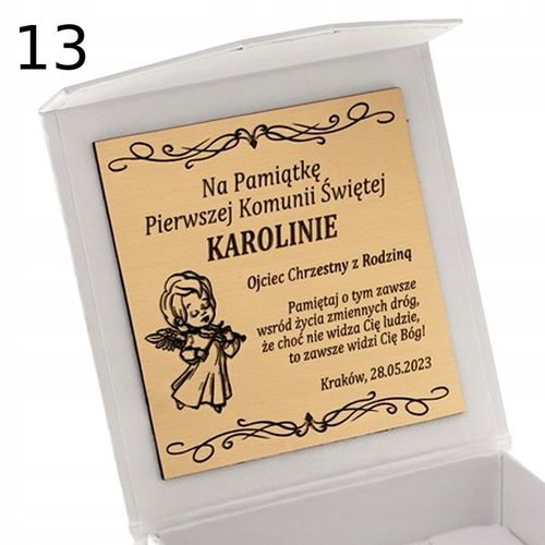 ZŁOTY ŁAŃCUSZEK NA KOMUNIĘ, CHRZEST, BIERZMOWANIE 18K MATKA BOSKA + GRAWER na Arena.pl